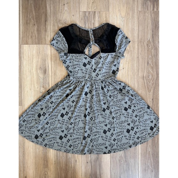 Hot Topic Dresses & Skirts - DC Suicide Squad Harley Quinn Skater Dress M Goth Dark Academia Grunge Skull